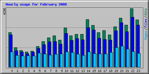 Hourly usage for February 2008