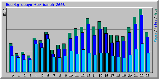 Hourly usage for March 2008