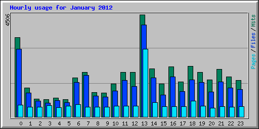 Hourly usage for January 2012